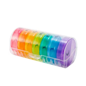 

Moisture-proof Container Splitter Medicine Holder Travel AM PM Round Storage Box Organizer Mini Multifunctional Weekly Pill Case