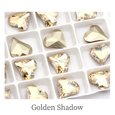 Golden Shadow Переливающиеся в форме сердца ювелирные украшения остроконечные Свободные Стразы для ногтей K9 стеклянные стразы кристалл клей на одежду ремесла - Цвет: Golden Shadow