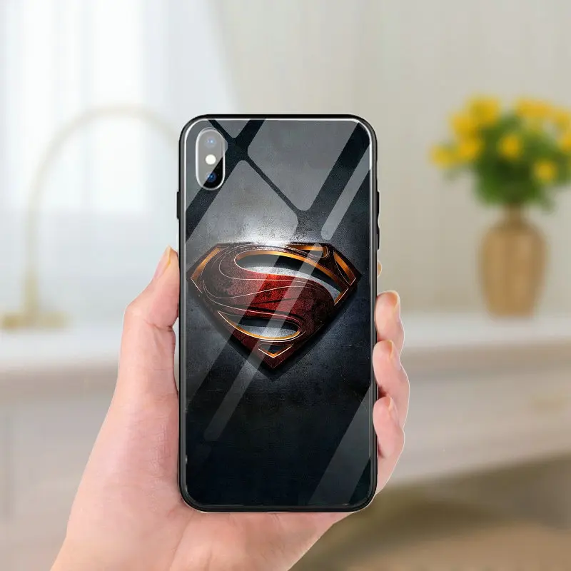 Чехлы для мобильных телефонов из закаленного стекла чехол для iPhone 5 5S SE X XR XS 11 Pro Max 10 7 6 6s 8 Plus сумки с логотипом Супермена