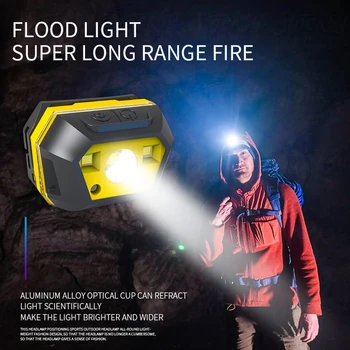 

XPE+SMD LED Headlight Outdoor Wave Sensor USB Rechargeable Flashlight Torch