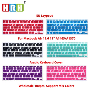 

HRH 100pcs EU UK Arabic Alphabet Soft Silicone Keyboard Protector Covers Skins Protector For Macbook Air 11.6 11" A1465/A1370