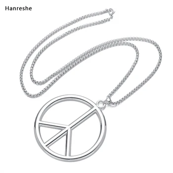 

Hip-hop Style Street Rap Round Pendant Necklace Peace Symbol Long Necklace Pacifist Stainless Steel Pendant Jewelry Long Chain