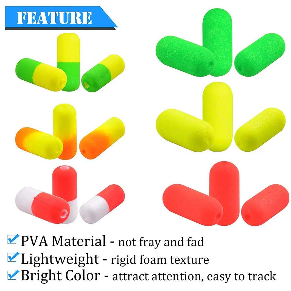 Cylinder Foam Fishing Float Bobber Strike indicator fly fishing Floating fishing light Buoys Floats For Fishing 105Pcs/box