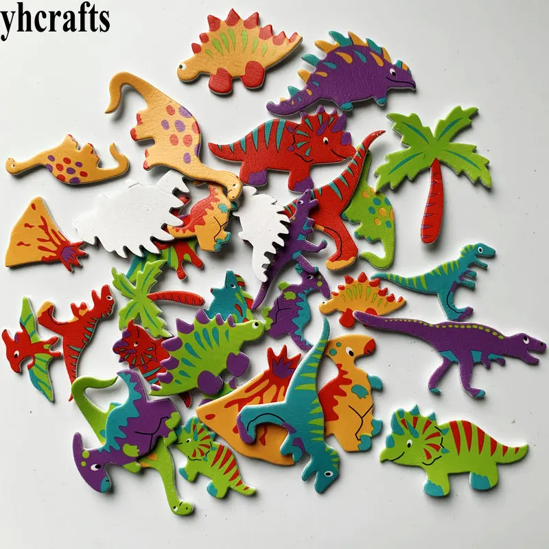 1bag/LOT,Jurassic Park dinosaur dragon tyrannosaurus Triceratops foam stickers Early educational diy toys Kindergarten crafts