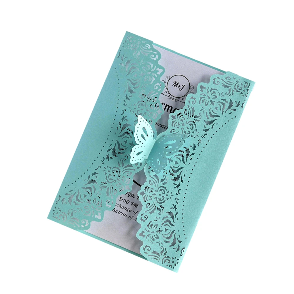  20pcs Wedding Invitations Lace Pattern Cards Laser Cut Paper Cards Announcement Greeting Postcards  - 4.00044E+12