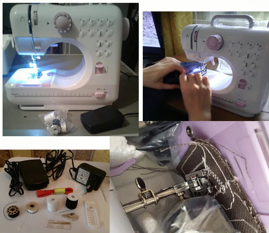 Mini 12 Stitches Sewing Machine Household Multifunction Double Thread And Speed Free-Arm Crafting Mending Machine LED