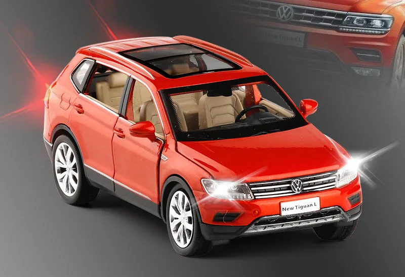 1/32 Tiguan L Моделирование игрушечных транспортных средств модель сплава оттяните Назад Детские игрушки Подлинная Лицензия коллекция подарок внедорожный автомобиль дети - Цвет: Красный
