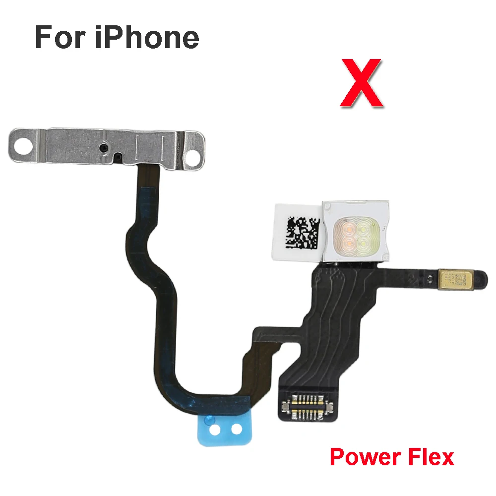 Power Flex with Metal Holder For iPhone X XR XS XS MAX 11 12 mini Por Max Mute Switch Power Volume Button Flex Repair Parts 1pcs