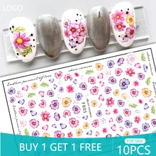 

10PCS Color Aesthetic Flower Nail Sticker Rose Black and White Art Leaf DIY Leaf Flower Pattern Nail Slider Nail Accessories
