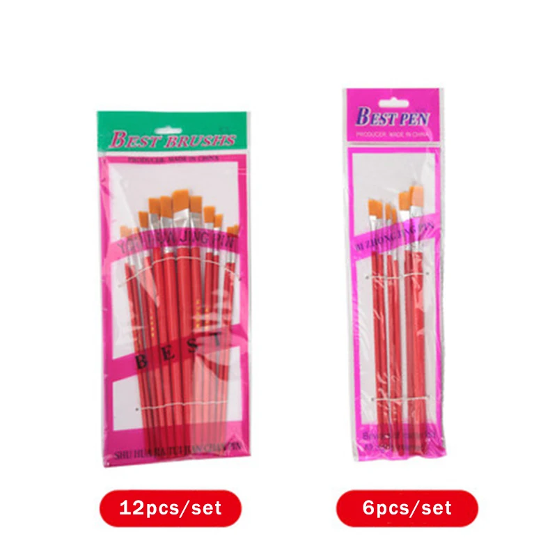 Красный стержень нейлоновая кисть Nylonhair Ручка Кисть для рисования акварелью гуашь ручка для рисования плоская кисть для детей DIY художественные канцелярские принадлежности