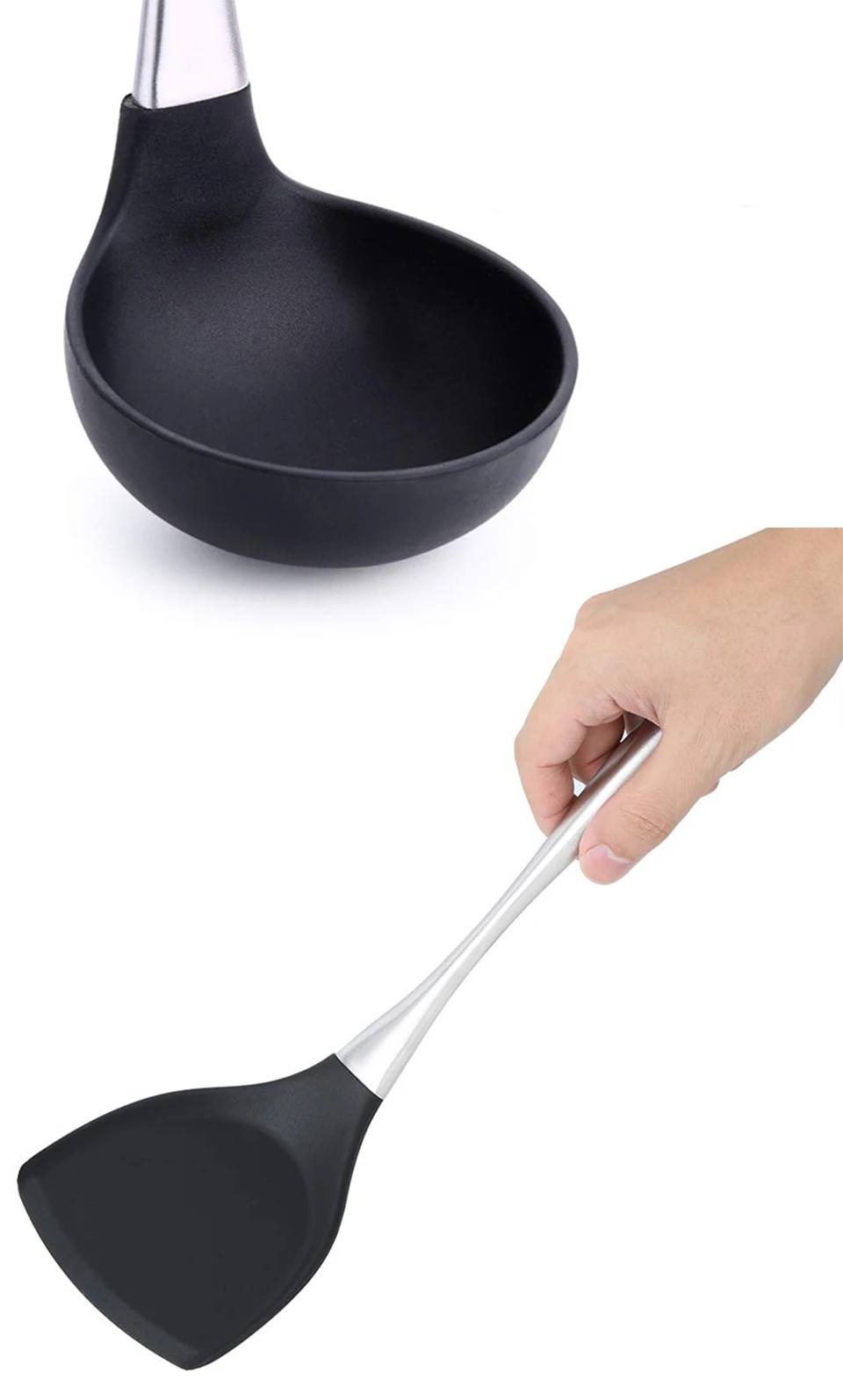 TEENRA Silicone Kitchen Spatula Stainless Steel Fride Shovel Heat-resistant Handle Non-stick Pan Special Spatula Cooking Utensil