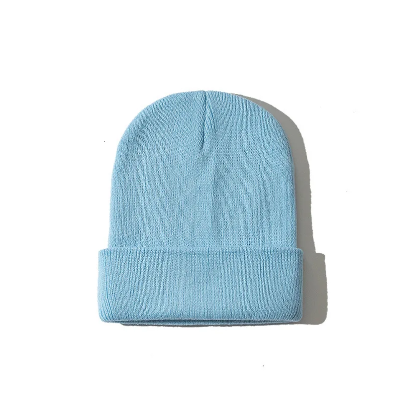 sky blue New Girls Knitting Hats Multi Color Beanies hats For Ladies Soft Thicken All-Match Caps Women Fashion Skullies Cap Headwear - Цвет: sky blue