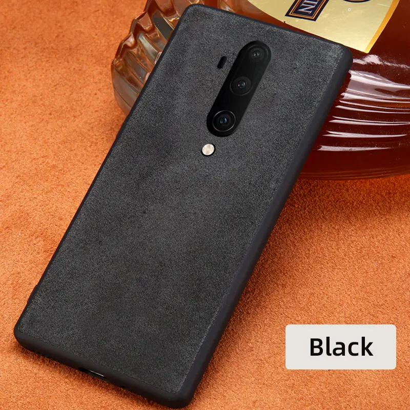 Чехол из натуральной коровьей замши для Oneplus 7 pro, 6 T, 6, 7t pro, противоударный, 360, полностью защитный чехол для One plus, 7, 5, 5, t, 7T - Цвет: Черный