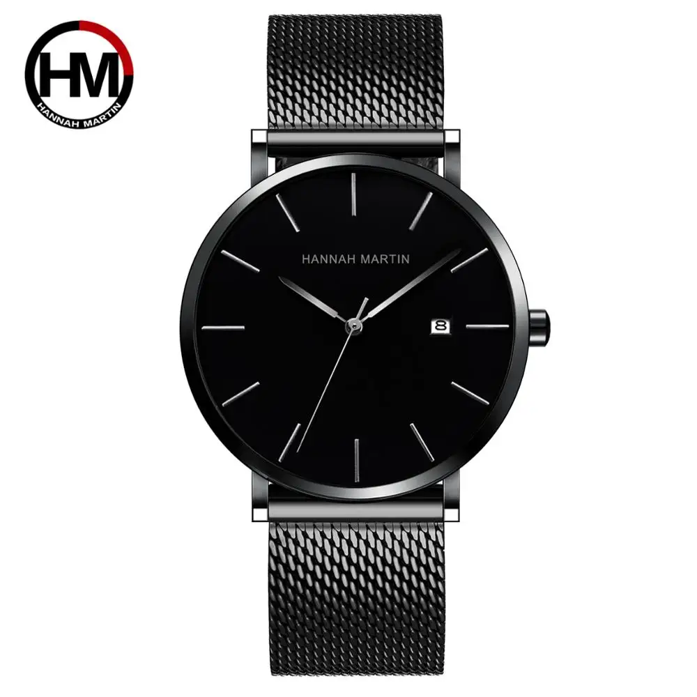 Buy Now Japan Quartz Movement Full Black Simple Design Original Classic Men Watches With Calendar Leisure Fashion Waterproof Wrist Watch