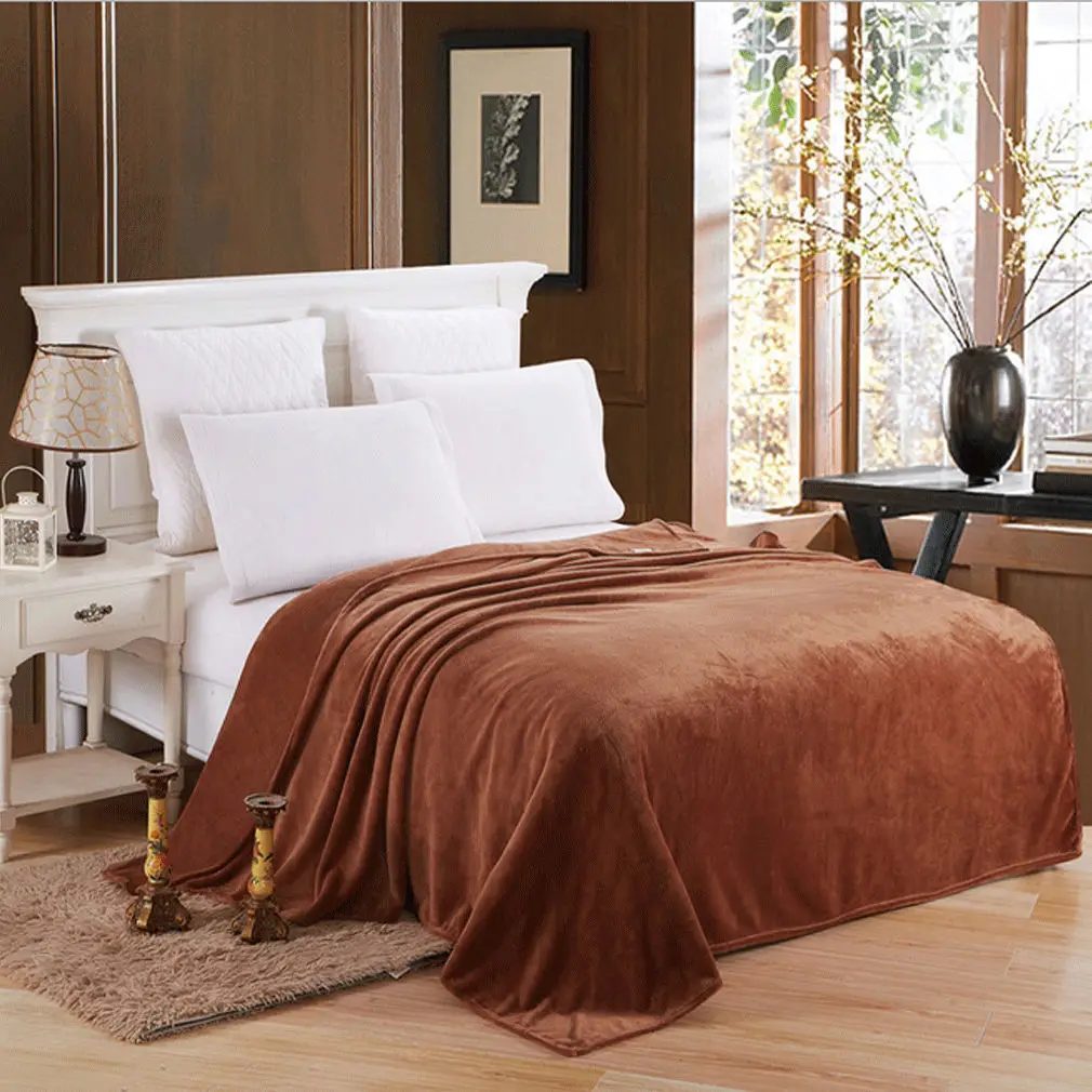 Дышащие фланелевые постельные принадлежности, теплые плюшевые одеяла - Цвет: Коричневый