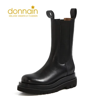 

DONNAIN 2020 Winter Ankle Boots Women 2020 Chunky heel Platform Boots Luxury Brand Designer Chelsea Boots Women Martin Boots