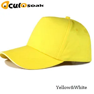 yellow and white Горячая бейсбольная кепка под заказ Кепка-бейсболка крепежная лента Регулируемый головной убор логотип на заказ Печать текстовое изображение персонализировать 10 шт./партия - Цвет: yellow and white