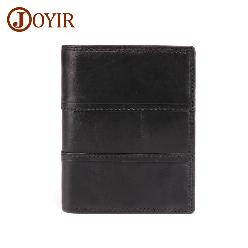 Joyir из натуральной кожи Для мужчин кошельки Роскошные брендовые RFID Бумажник держатель для карт бумажник с Отделом для монет карман короткие мужская сумка для денег - Цвет: black