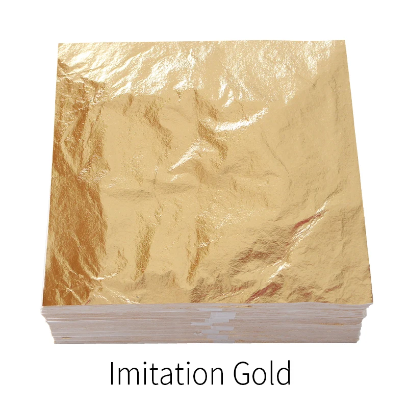 1000pcs 5.5X5.5&6.3X6.3'' Imitation Gold Silver Foil Leaf Gilding Glue  Sheets Copper Leaf Sheet Art Crafts Painting Brush Tools