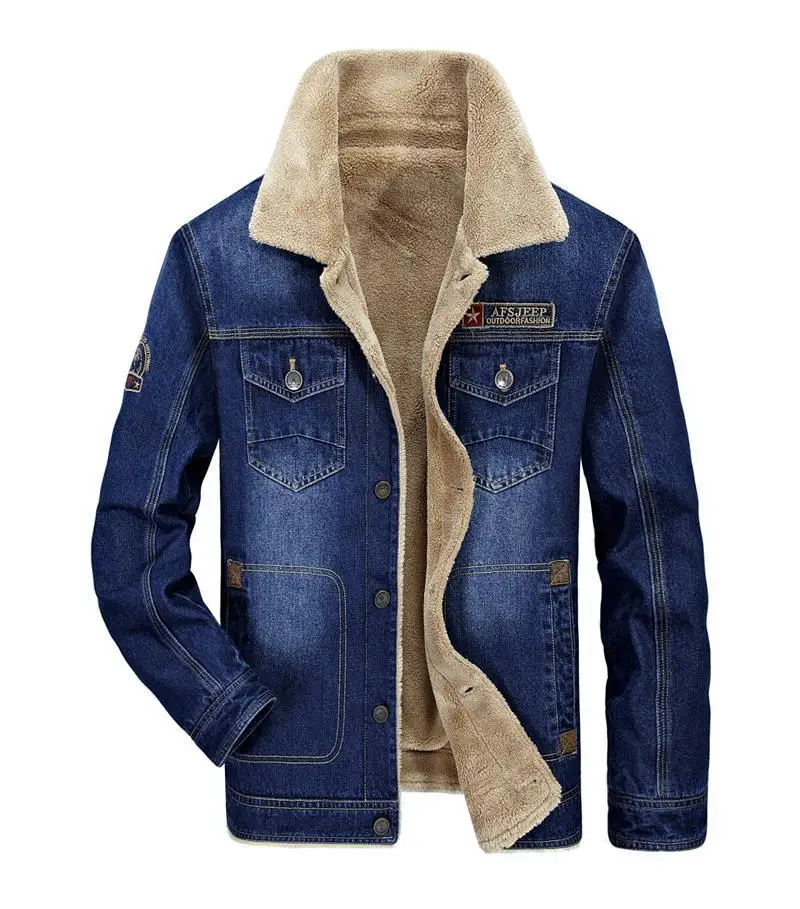 

Cotton-padded Clothes Men's Winter Denim Jacket Men's Thick plus Velvet Cowboy Large Size Loose-Fit New Style Coat Tops 6898