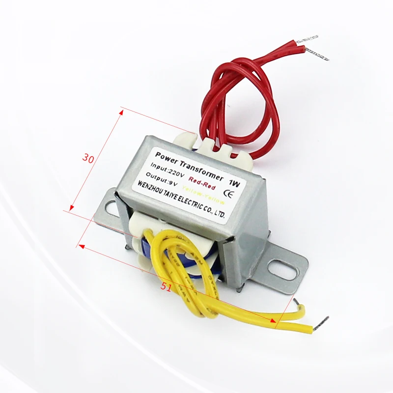 Power Transformer 1W AC6V 12V 9V 15V 24V EI copper core Input 220V 50~60Hz Single/dual volt
