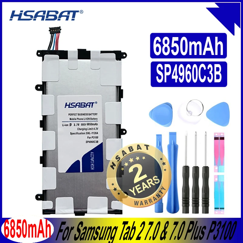 Аккумулятор HSABAT SP4960C3B 6850 мАч для Samsung Galaxy Tab 2 7 0 и Plus P3100 P3110 P6200|Аккумуляторы