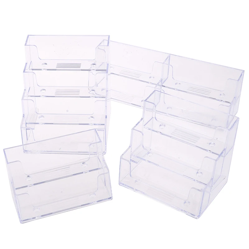 

Desktop office business card holder transparent counter display stand accessory