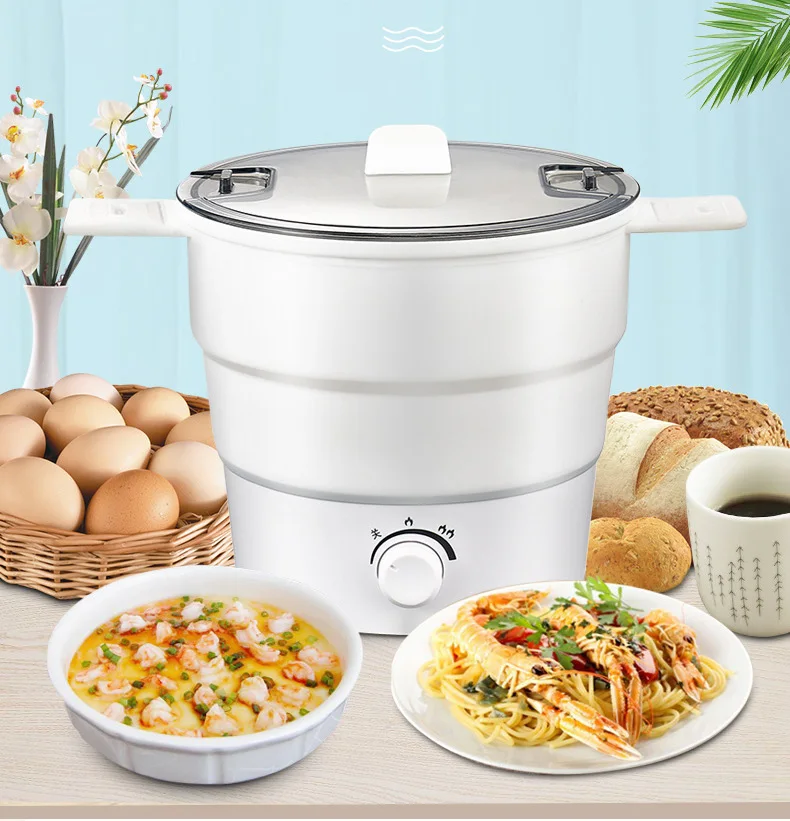 220V 1-2L складной электрический чайник силиконовая Складная Компактная для путешествий бойлер для воды складная рисовая электрическая плита