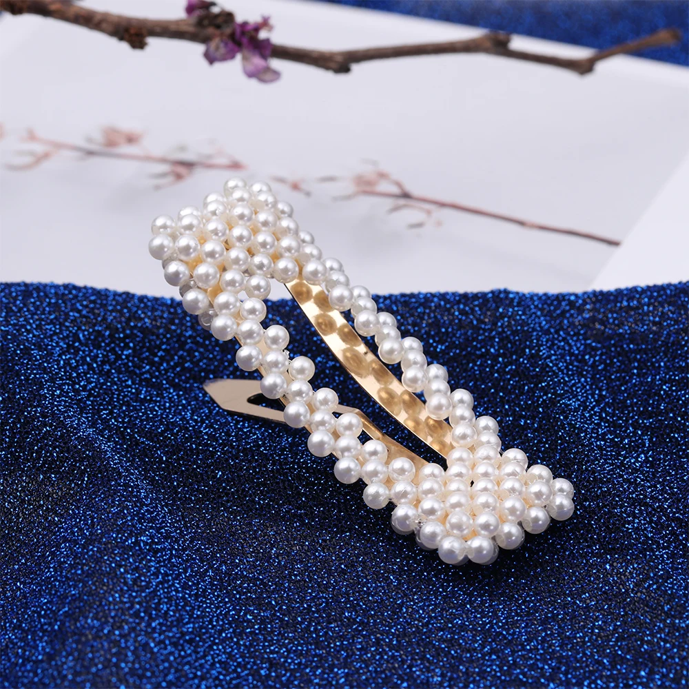 3PCS Korean Geometric Faux Pearls Decor Hairpins BB Hair Clips Metal Alloy Barrettes Headdress Jewelry Hair Styling Accessories