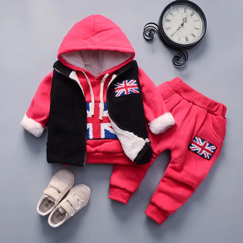 Осенне-зимний утепленный комплект детской одежды мультяшный жилет с капюшоном +