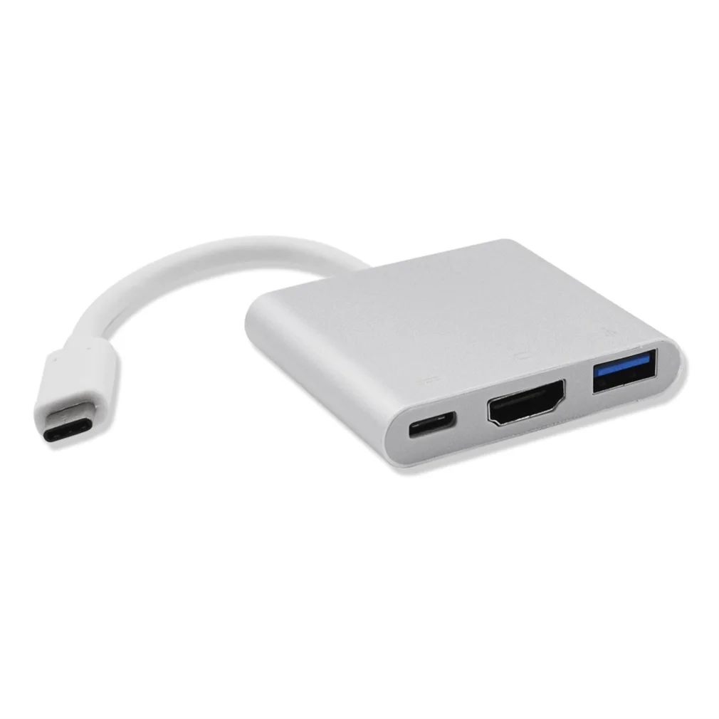 Профессиональный USB 3,1 к HDMI+ USB 3,1+ USB 3,0 адаптер конвертер Алюминий Корпус Прочный USB конвертер Кабель серебро - Цвет: Слоновая кость