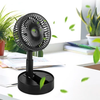 

New folding telescopic mini fan USB rechargeable student portable desktop charging three-speed convenient desk fan