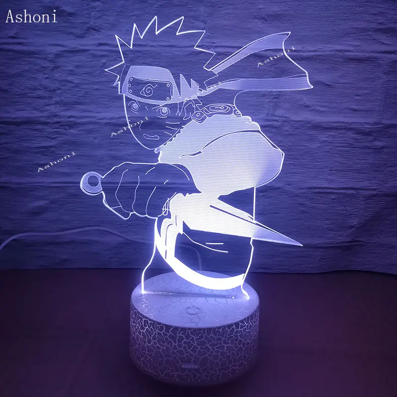 Аниме Рисунок Uzumaki Naruto с кинжал 3D светодиодный ночной Светильник RGB 7 цветов Настольная лампа Декор для дома подарок на день рождения для детей