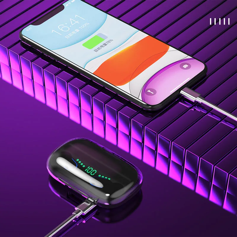 Tws Bluetooth 5 0 Sport Earphones Led Earbuds Headphone Function Digital 9d Stereo Private New Waterproof Touch Control