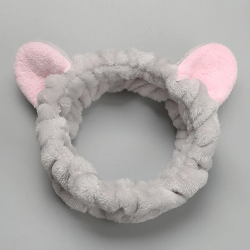 Cat Ears Gray Резинка для волос для мытья лица, эластичная повязка для макияжа, модная резинка для волос, Женские аксессуары для дома, заячьи ушки, рога, кошачьи ушки, большие глаза - Цвет: Cat Ears Gray
