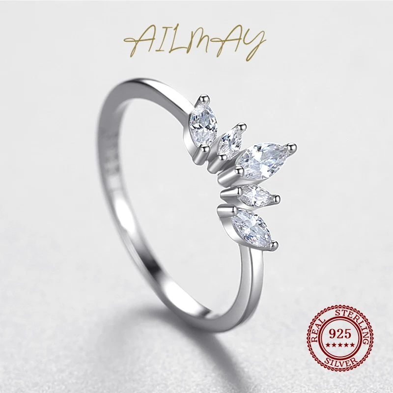 925 Sterling Silver Simple crown Finger Ring For Women Girls Party Accessories Jewelry