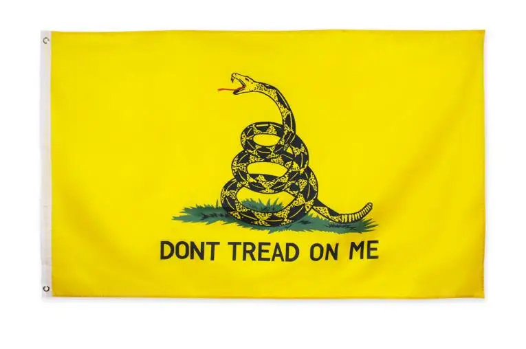 Don't Tread On Me Gadsden Flag Banner Hanging Fade Resistant Canvas Tea Party Flags Polyester Brass Grommet 3 X 5 Ft yellow