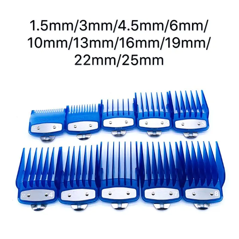 Dark blue-10 pcs 8/10 шт. парикмахерской укладки направляющий гребень Push Up комплект нижнего белья машинка для стрижки волос предел гребень триммер профессиональная машинка для стрижки волос - Цвет: Dark blue-10 pcs