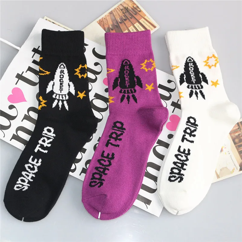 Носки Rocket для взрослых хлопок космический полет луна солнце звезда мультфильм