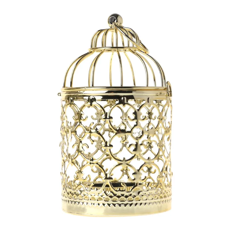 Полый Держатель Подсвечники Tealight подвесной фонарь винтажная клетка для птиц 3 цвета E65B - Цвет: 01