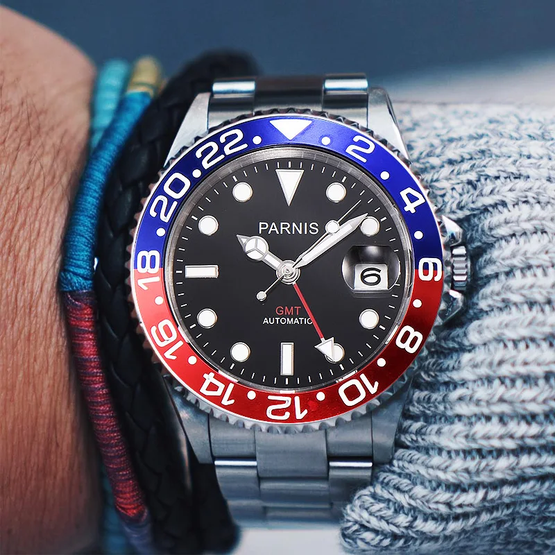 Parnis 40mm Mechanical Watches GMT Sapphire Crystal Man Watch Automatic Relogio Masculino Role Luxury Wristwatch Men gift