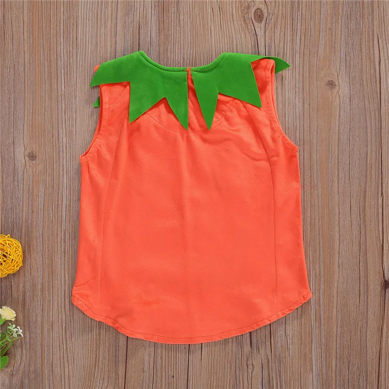 Newly Cosplay Halloween Toddler Baby T-shirts Pumpkin Print Sleeveless Vest Tops Baby Boy Girl Orange T Shirt Clothes Costumes