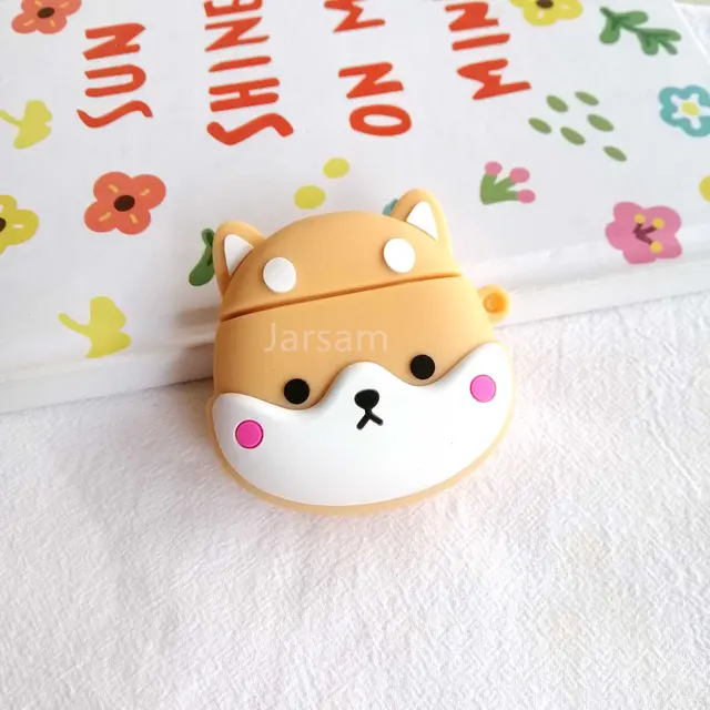 Creativity Cartoon funny cute silicone Case For Airpods 2 1 cover For Air pods 1 2 Case Wireless charging soft Cover Box Orange dog
