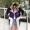 Jackets Women Patchwork Color Loose  Zippered Stand Collar Tracksuit Fashion Coats Hip Hop Female Streetwear Outwear ► Photo 2/6