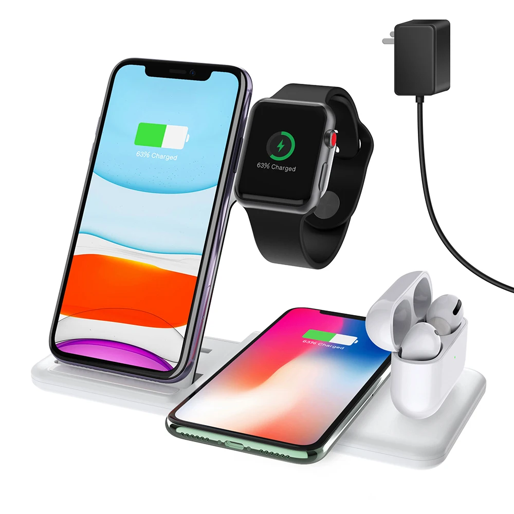 4 в 1 Qi Беспроводное зарядное устройство для Airpods Apple Watch 4 3 2 1 iWatch быстрая Беспроводная зарядная площадка для iPhone 11 Pro Xs Max X