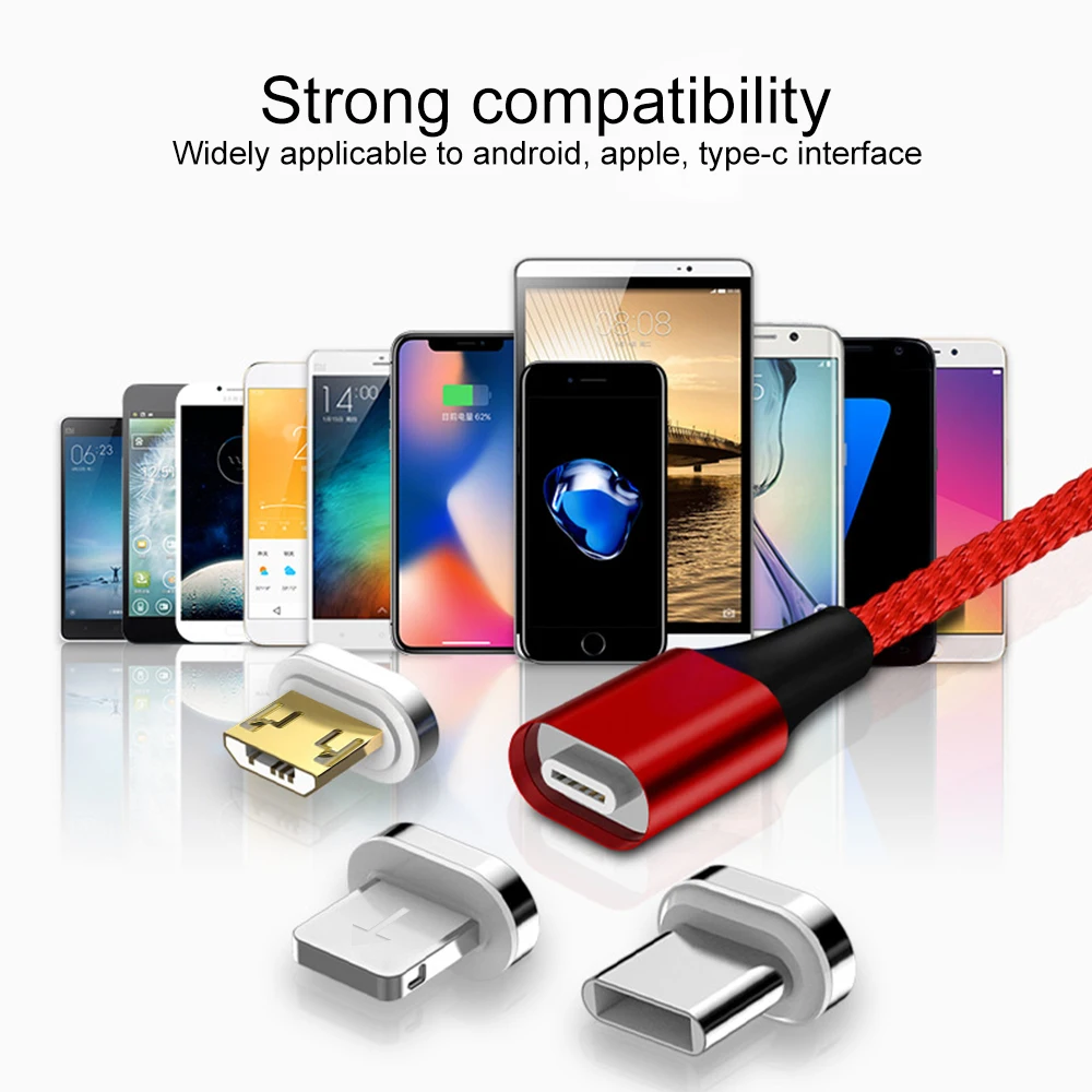 Магнитный Micro USB кабель для iphone, зарядный кабель для IOS Android, Магнитный зарядный кабель типа C для samsung, кабель для передачи данных