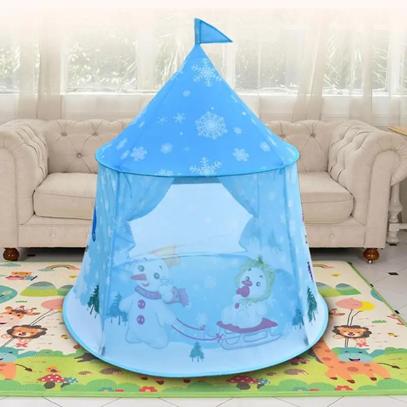 Портативный Снеговик замок Палатка складной домик синий висящий флаг детская игровая игрушка GiftCan Вмещает 1-3 детей веселиться