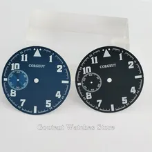 1 шт. 39 мм синий черный Corgeut светящийся циферблат подходит для движения ETA 6497