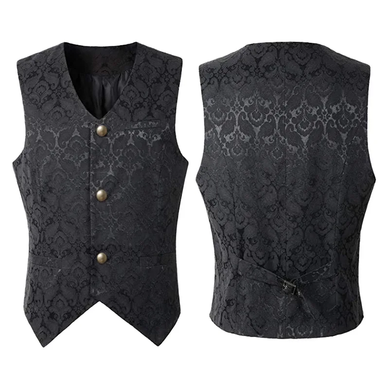 Men's Renaissance Steampunk Vest - Victorian Gothic Waistcoat With Lace-Up Front