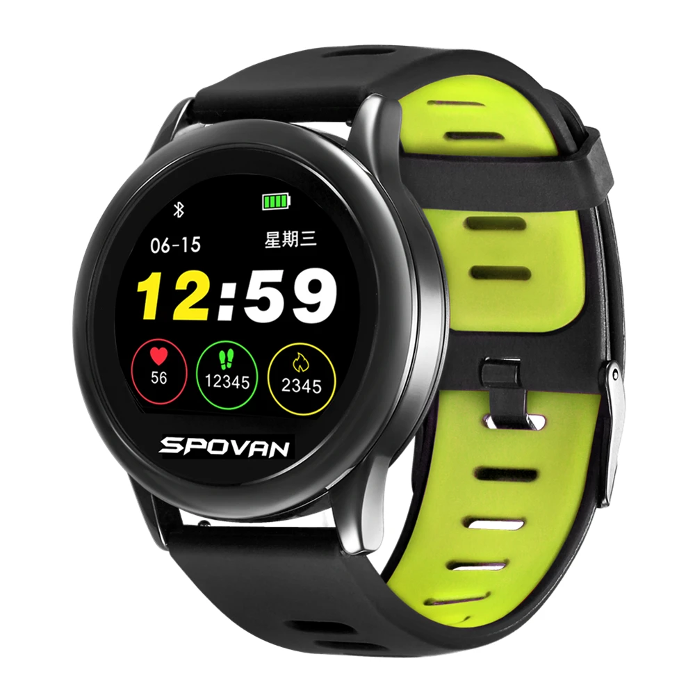 Spovan Men Women Smart Watch Android ios ip68 Waterproof Fitness Sports Digital Watch Connected Phone PK Amazfit Pace 1 Bracelet - Цвет: Black green